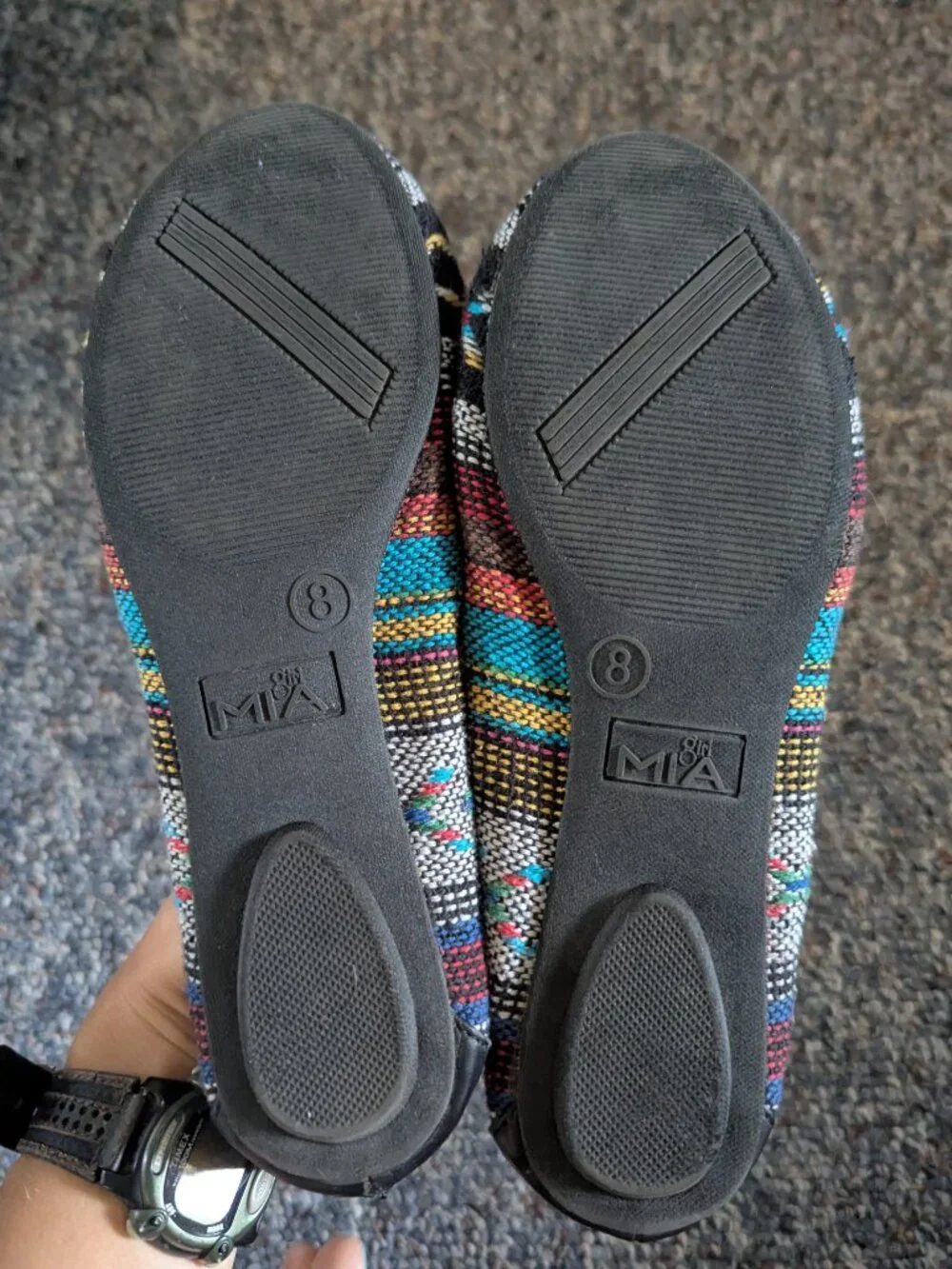 Multicolored patterned ballet flats size 8